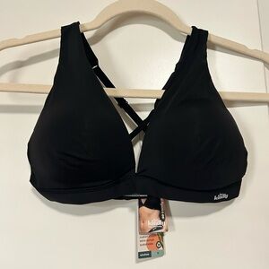 NWT 🌊☀️🏄🏽‍♀️ Live Kindly🌴 Black Wireless Push Up V-Neck Bikini Top 🏄🏽‍♀️☀️🌊